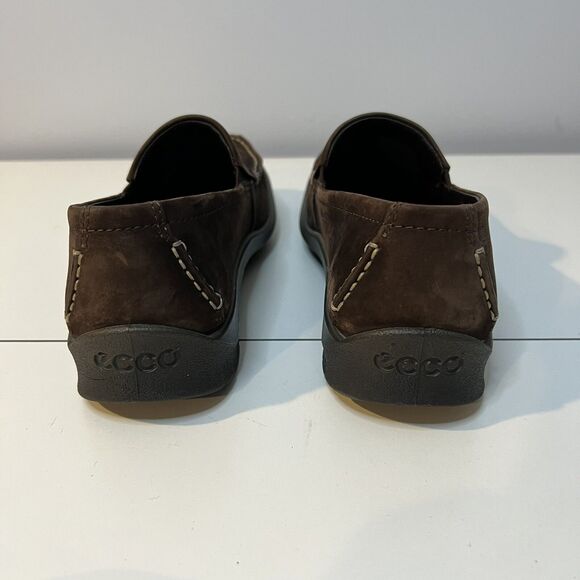 ECCO Women's Brown Suede Slip On Loafers Square Toe Shock Lite Comfort Size 37 - Picture 4 of 7